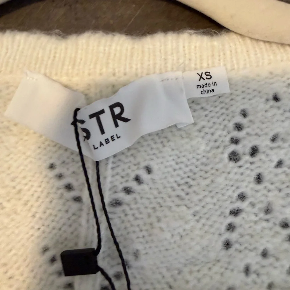 ASTR‎ The Label Cream Lace Up Cardigan XS Cottagecore Romantic Knit Boho NWT